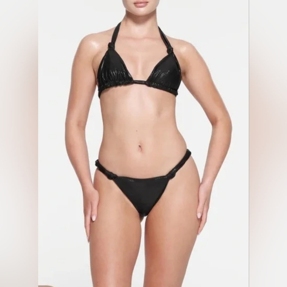 SKIMS Liquid Shine Swim Bikini Bottom Panty Onyx Black Medium NWT - Picture 1 of 7